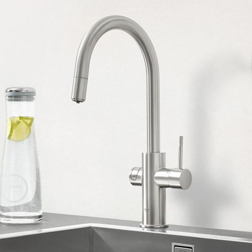 GROHE BLUE PROFESSIONAL dřezová baterie, s vytahovací koncovkou, s filtračním a chladícím zařízením, supersteel 31325DC2 Obrázek - fotka