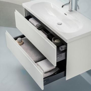 LAUFEN LANI skříňka pod dvojumyvadlo 98,4x44,8x51,5 cm, 2 zásuvky, s organizérem, matná bílá H4035621122601 Obrázek - fotka