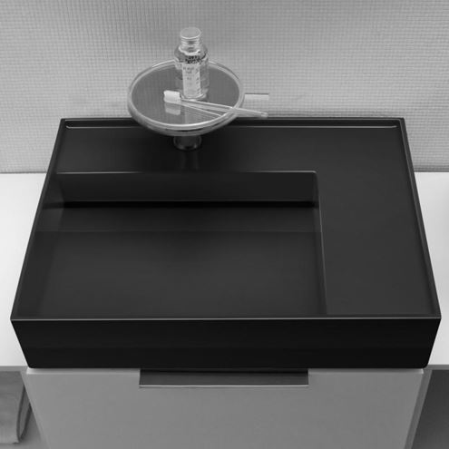 KARTELL BY LAUFEN umyvadlo 60 cm, s otvorem pro baterii, bez přepadu, lesklá černá H8103340201111 Obrázek - fotka