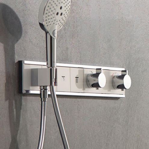 HANSGROHE RAINSELECT podomítková termostatická baterie, pro 3 spotřebiče, s držákem sprchy, bílá/chrom 15356400 Obrázek - fotka