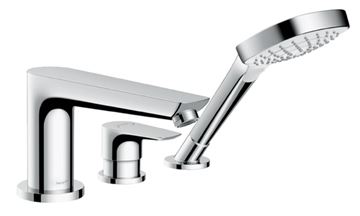 HANSGROHE TALIS E baterie na okraj vany, 3-otvorová, se sprchovou soupravou, chrom