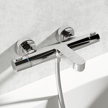 RAVAK TERMO 300 TE 023.00 vanová nástěnná termostatická baterie, s přepínačem, chrom X070097 Obrázek - fotka