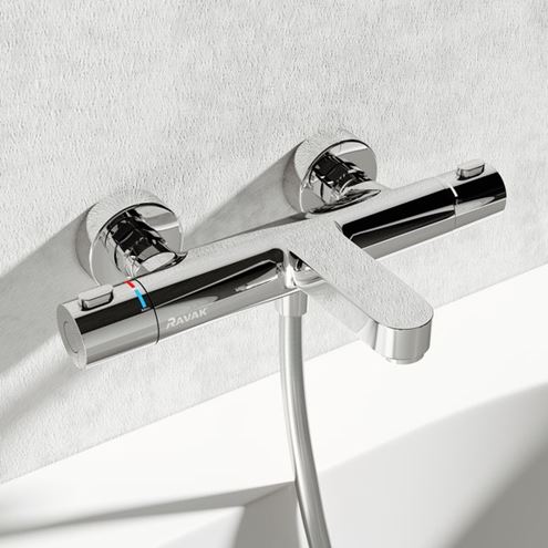 RAVAK TERMO 300 TE 023.00 vanová nástěnná termostatická baterie, s přepínačem, chrom X070097 Obrázek - fotka