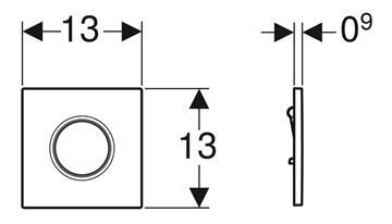 GEBERIT 01 ROUND ovládací tlačítko splachování pro pisoár, plast, bílá 116.011.11.5 Technický nákres