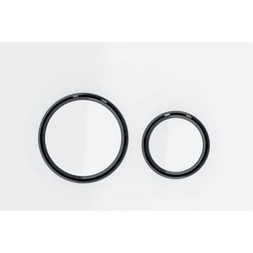 GEBERIT SIGMA 50 ROUND ovládací tlačítko pro dvě splachování, easy-to-clean, zinek/sklo, černý chrom/bílá