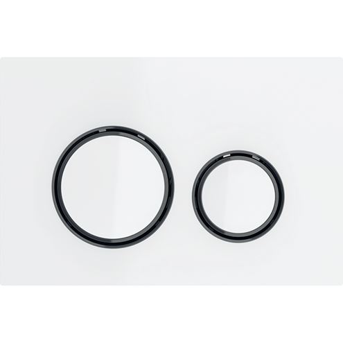 GEBERIT SIGMA 50 ROUND ovládací tlačítko pro dvě splachování, easy-to-clean, zinek/sklo, černý chrom/bílá 115.651.SI.1 Obrázek - Hlavní obrázek