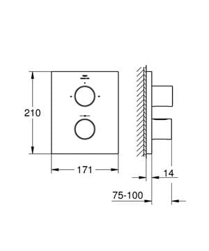 GROHE GROHTHERM F podomítková termostatická baterie, pro 2 spotřebiče, chrom 27618000 Technický nákres