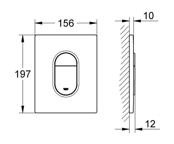 GROHE ARENA COSMOPOLITAN ovládací tlačítko pro dvě splachování, plast, alpská bílá 38844SH0 Technický nákres