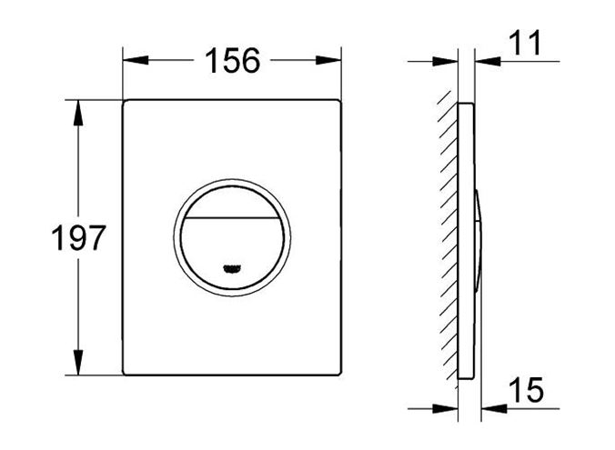 GROHE NOVA COSMOPOLITAN ovládací tlačítko pro dvě splachování, plast, alpská bílá 38765SH0 Technický nákres