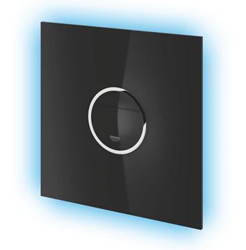 GROHE VERIS LIGHT ovládací tlačítko pro dvě splachování, senzorové, s podsvícením, napájení ze sítě, sklo, velvet black-černá/chrom 38915KS0 Obrázek - fotka