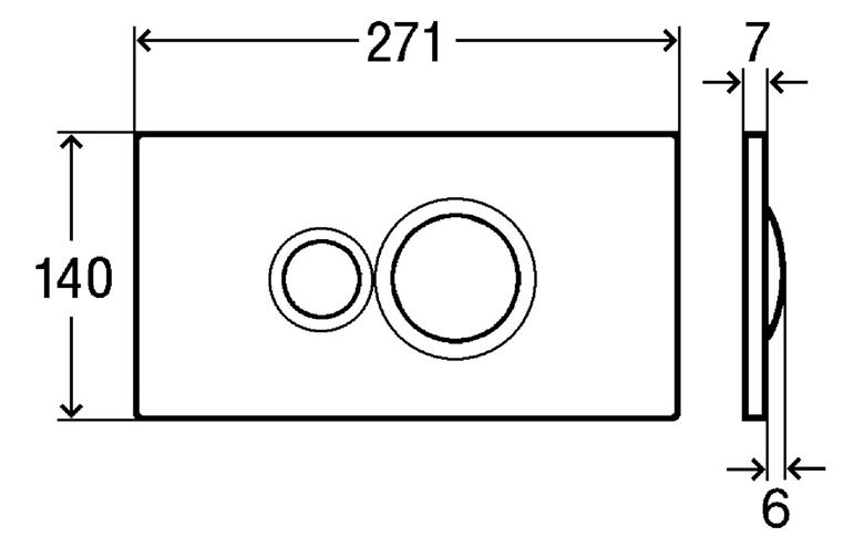 VIEGA VISIGN FOR STYLE 10 8315.1 ovládací tlačítko pro dvě splachování, plast, alpská bílá 596316 Technický nákres
