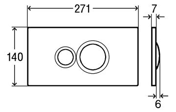 VIEGA VISIGN FOR STYLE 10 8315.1 ovládací tlačítko pro dvě splachování, plast, alpská bílá 596316 Technický nákres