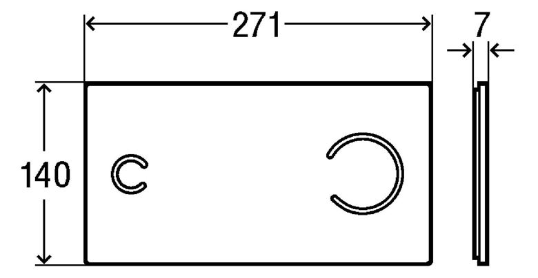 VIEGA VISIGN FOR MORE 100 8352.11 ovládací tlačítko pro dvě splachování, senzorové, napájení ze sítě, čiré sklo, světle šedá 622671 Technický nákres