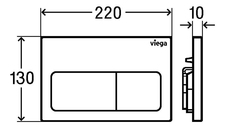 VIEGA PREVISTA VISIGN FOR LIFE 5 8601.1 ovládací tlačítko pro dvě splachování, plast, chrom 773717 Technický nákres