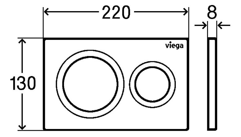 VIEGA PREVISTA VISIGN FOR STYLE 20 8610.1 ovládací tlačítko pro dvě splachování, plast, alpská bílá 773793 Technický nákres