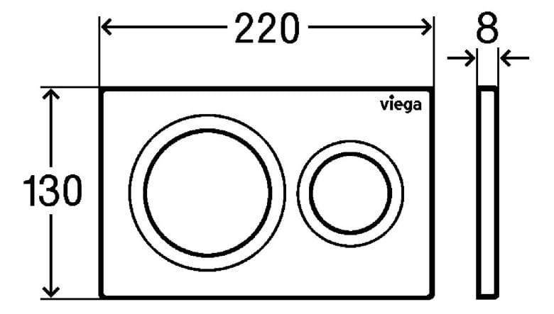 VIEGA PREVISTA VISIGN FOR STYLE 20 8610.1 ovládací tlačítko pro dvě splachování, plast, chrom 773779 Technický nákres
