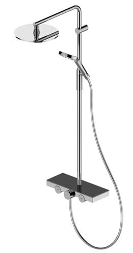NDW COLONNA VETRO SIMETRY sprchový set s termostatickou baterií, horní sprcha, ruční sprcha se 3 proudy, tyč, hadice, chrom/černé sklo PM10154/B Obrázek - fotka