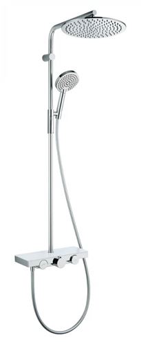 NDW COLONNA VETRO SIMETRY sprchový set s termostatickou baterií, horní sprcha, ruční sprcha se 3 proudy, tyč, hadice, chrom/bílé sklo PM10154/W Obrázek - Hlavní obrázek