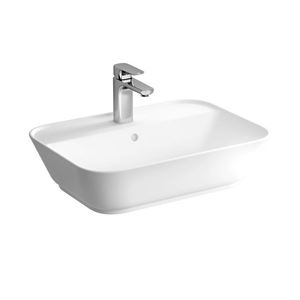 VITRA GEO umyvadlo na desku 59,5 cm, s otvorem pro baterii a přepadem, VitrAhygiene