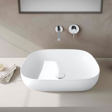 VITRA OUTLINE umyvadlová mísa 62,5 cm, bez přepadu, broušená, VitrAhygiene, matná bílá 5993B401-0016 Obrázek - fotka