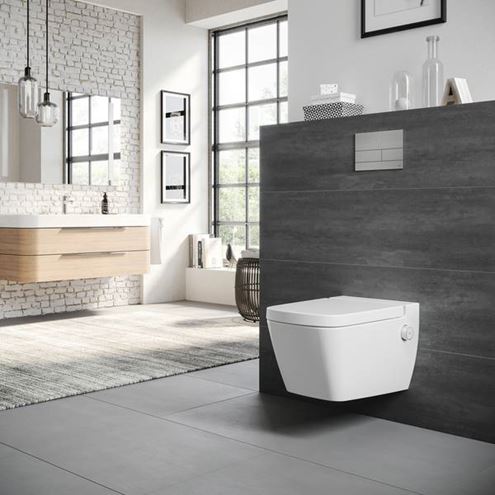 TECE SQUARE II ovládací tlačítko pro dvě splachování, s ochranou proti otiskům prstů, kov, kartáčovaný černý chrom 9240846 Obrázek - fotka