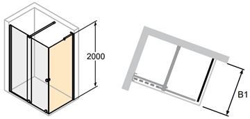 CONCEPT INTENSA boční stěna 80x200 cm, pololesklá stříbrná/čiré sklo XT6030.069.322 Technický nákres