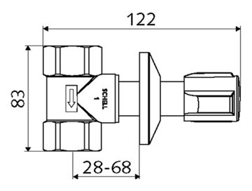 SCHELL podomítkový ventil 1"x1", chrom 191160699 Technický nákres