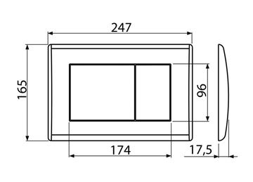 ALCA M272 ovládací tlačítko pro dvě splachování, plast, matný chrom M272 Technický nákres