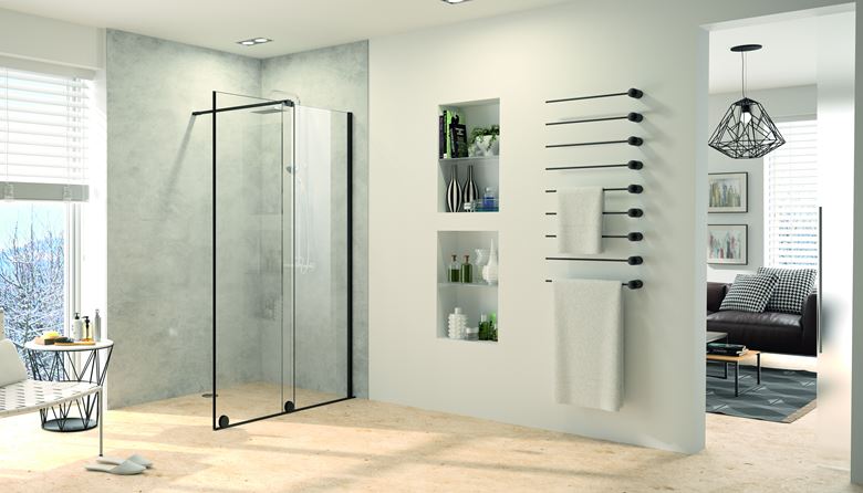 CONCEPT INTENSA boční stěna 100x200 cm, černá/čiré sklo XT8030.123.322 Obrázek - fotka