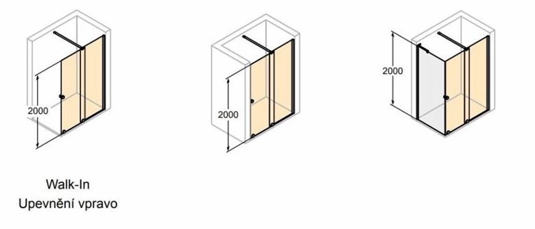 CONCEPT INTENSA sprchové dveře 180x200 cm, posuvné, pravé, černá/sklo čiré XT2206.123.322.881 Obrázek - fotka