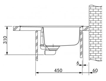 FRANKE BASIS BFG 611-62 fragranitový dřez 620x500 mm, otočný, odkapávač, sahara 114.0285.111 Technický nákres