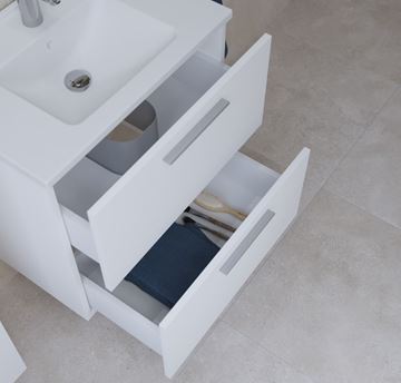EASY PLUS skříňka s umyvadlem 59x39x61 cm, 2 zásuvky, se zrcadlem a s osvětlením, bílá 75021 Obrázek - fotka