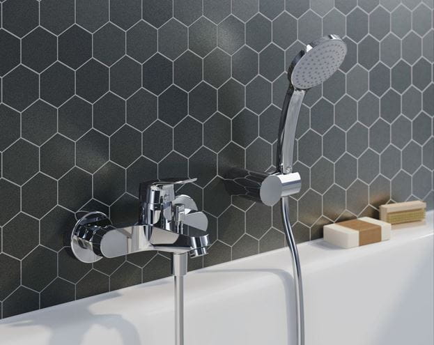 IDEAL STANDARD CERAFLEX vanová nástěnná baterie, s přepínačem, se sprchovou soupravou, chrom B1722AA Obrázek - fotka