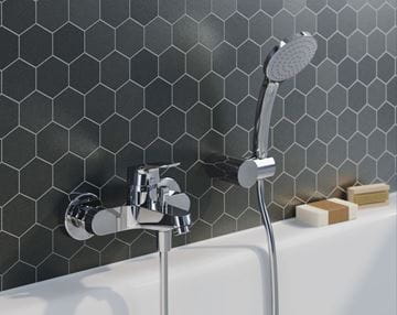IDEAL STANDARD CERAFLEX vanová nástěnná baterie, s přepínačem, se sprchovou soupravou, chrom B1722AA Obrázek - fotka
