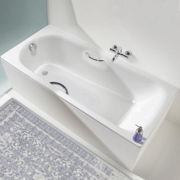KALDEWEI SANIFORM PLUS STAR 344 vana 140x75 cm, bez nožiček, s otvory pro madla, smaltovaná ocel, antislip, Perl-Effekt 134434013001 Obrázek - fotka