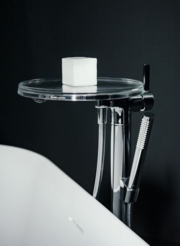 LAUFEN KARTELL vanová baterie na podlahu, s přepínačem, se sprchovou soupravou, chrom H3213310041211 Obrázek - fotka