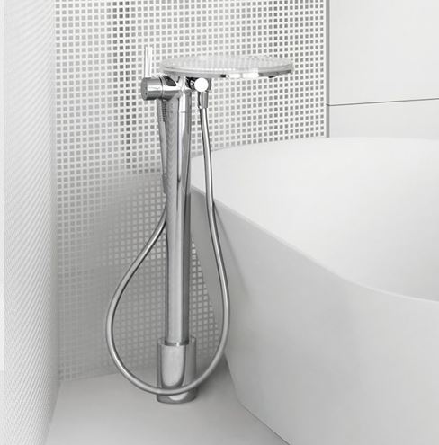 LAUFEN KARTELL vanová baterie na podlahu, s přepínačem, se sprchovou soupravou, chrom H3213310041211 Obrázek - fotka