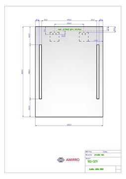 AMIRRO LUMINA WHITE zrcadlo 60x80 cm, s osvětlením 901-329 Technický nákres