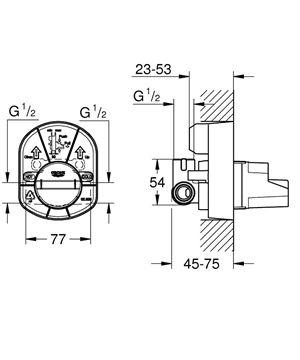 GROHE podomítkové těleso DN15 33962000 Technický nákres