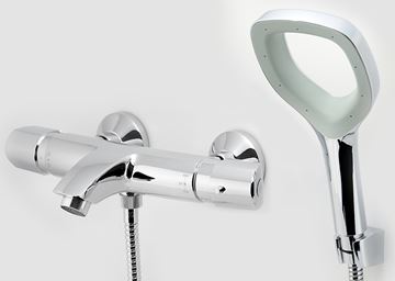 NOVASERVIS METALIA ECO+ vanová nástěnná termostatická baterie, s přepínačem, se sprchovou soupravou, chrom 57921,0E Obrázek - fotka