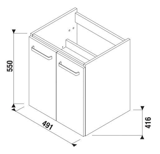 JIKA LYRA PLUS VIVA skříňka pod umyvadlo 49,1x41,6x55 cm, 2 dvířka, bílá H40J3932003001 Technický nákres