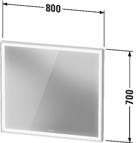 DURAVIT L-CUBE zrcadlo 80x70 cm, s osvětlením, s regulací stmívání, se senzorem LC7381000000000 Technický nákres