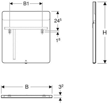 GEBERIT OPTION zrcadlo 70x65 cm, s osvětlením 819270000 Technický nákres