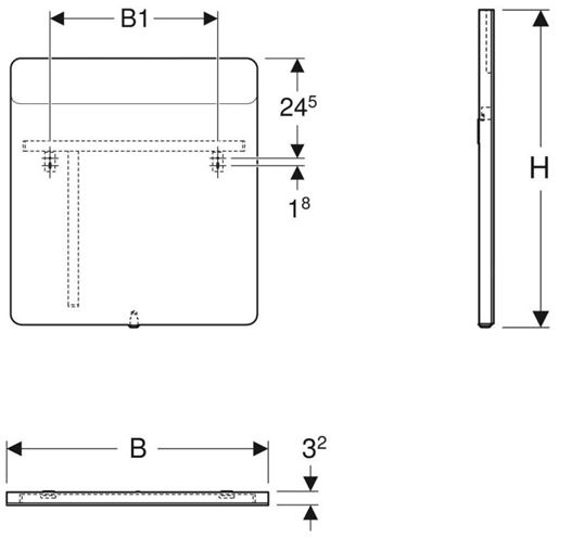 GEBERIT OPTION zrcadlo 70x65 cm, s osvětlením 819270000 Technický nákres