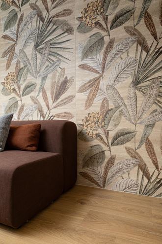 MARAZZI MYSTONE TRAVERTINO dekor 120x120 cm, mat, pannello botanico classico M9P5 Obrázek - fotka