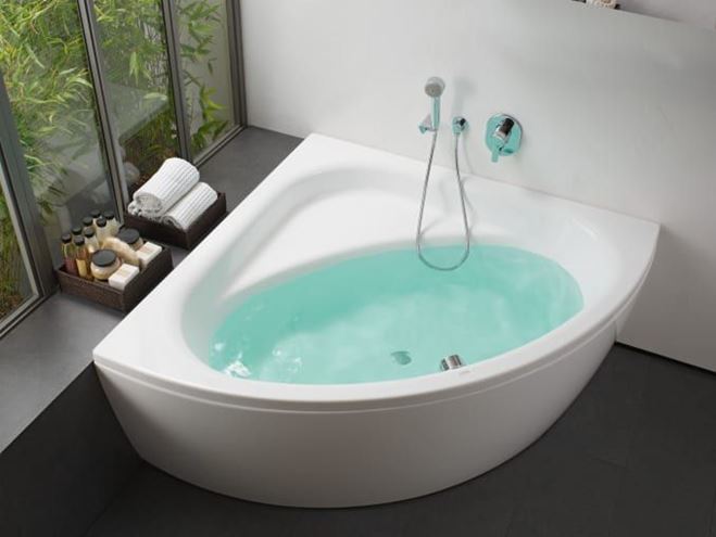 LAUFEN SOLUTIONS rohová vana 140x140 cm, bez nožiček, akrylát H2425000000001 Obrázek - fotka