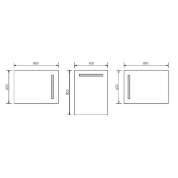 NIMCO ZP 1000 zrcadlo 60x80 cm, reverzibilní, s osvětlením ZP 1002 Technický nákres