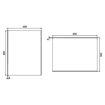 NIMCO ZP 9000 zrcadlo 60x80 cm, reverzibilní, s osvětlením ZP 9002 Technický nákres