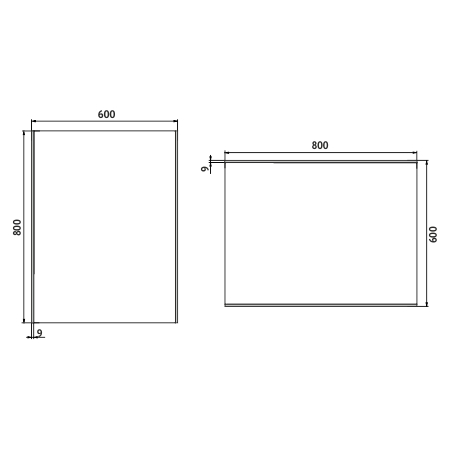 NIMCO ZP 9000 zrcadlo 60x80 cm, reverzibilní, s osvětlením ZP 9002 Technický nákres