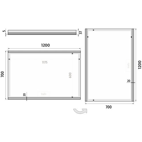 NIMCO ZP 12000 zrcadlo 120x70 cm, reverzibilní, s osvětlením ZP 12006 Obrázek - fotka